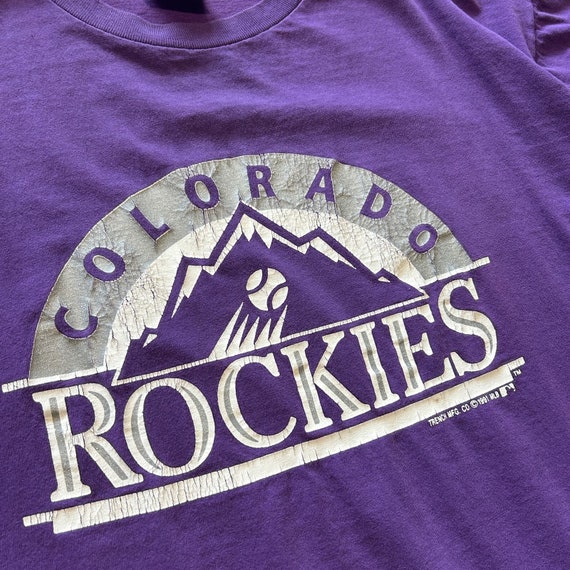 Vintage 1991 Colorado Rockies Faded Purple Silver… - image 2