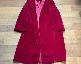 Women's Vintage 1960's Maurice Dark Red Velvateen Opera Overcoat Jacket Sz Large