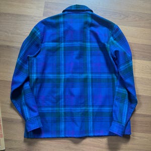 Women's Vintage 80's Pendleton Purple Blue Green Wool Flannel Shirt Sz 10 Medium image 7