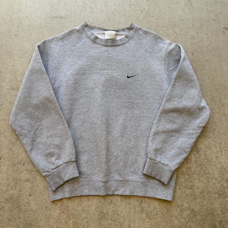 Men's Vintage 90's Nike Essential Gray Blank Crewneck Pullover Sweatshirt Sz S image 1