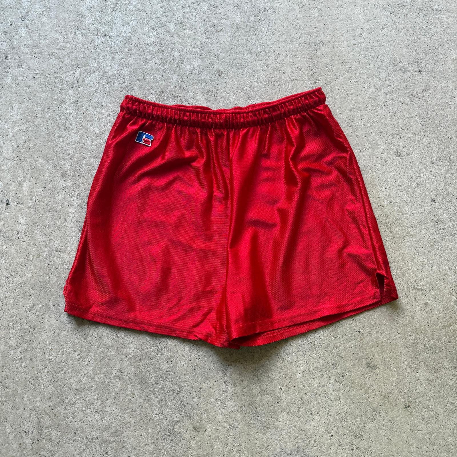 Men's Vintage 90's Russell Athletic Shiny Red Basketball Short