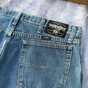 Men's Vintage Wrangler PBR Bull Riding Wester Custom Denim Blue Jeans Sz 36 x 36 image 7