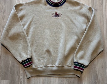 Vintage 90's Brown Equestrian Horse Jumping Crewneck Pullover Sweatshirt Sz M