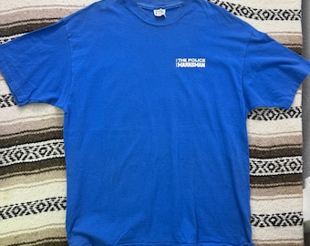 Men's Vintage 1980's The Police Marksman Magazine Blue Promo Tee Shirt Sz XL VTG