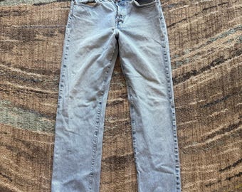 Damen Vintage 90er Calvin Klein Button Fly Light Wash Denim Blue Jeans Gr. 11