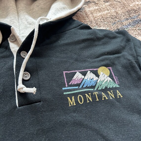 NWT Vintage 90’s Jerzees Montana Black Gray Hoodi… - image 5