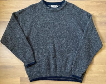 Men's Vintage 90's Woolrich Gray Blue Crewneck Pullover Wool Sweater Sz Large