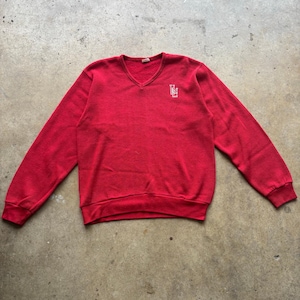 Vintage 80's Champion UNC North Carolina Tar Heels Red V-Neck Pullover Sweater M image 1