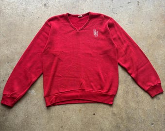 Suéter de cuello en V rojo vintage de los años 80 de Champion UNC North Carolina Tar Heels, talla M