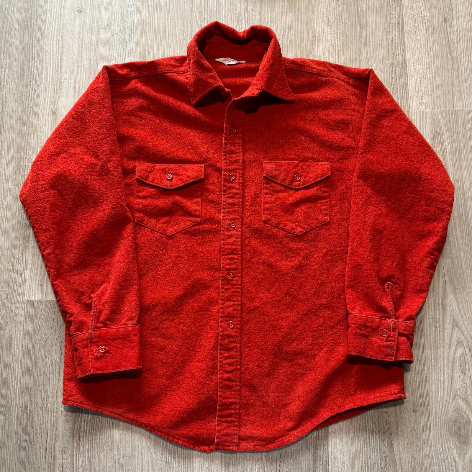 Vintage 70's Frostproof Heavyweight Red Flannel Button up Long