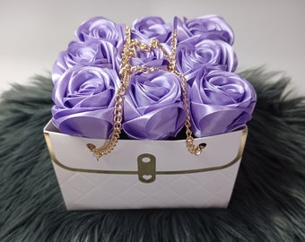 Light Purple Rose Eternal Bouquet White Box