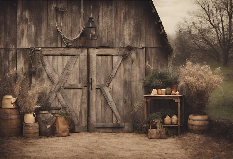Barn Digital Backdrop: Rustic Farmhouse Decor Instant Download for DIY ...