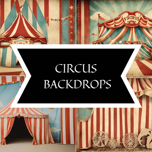 Vintage Circus Backdrop Bundle - Digital Files for Carnival Party Decor, Big Top Photo Booth, Retro Circus Decorations - Instant Download