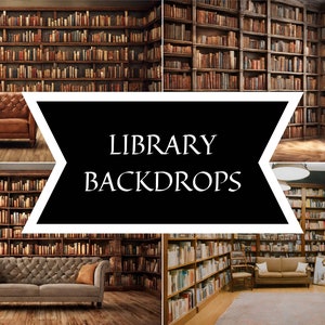 Digital Library Backdrop Bundle - Bookish Photography Backgrounds - Instant Download - Study, Reading, Book Lover, Photo Booth