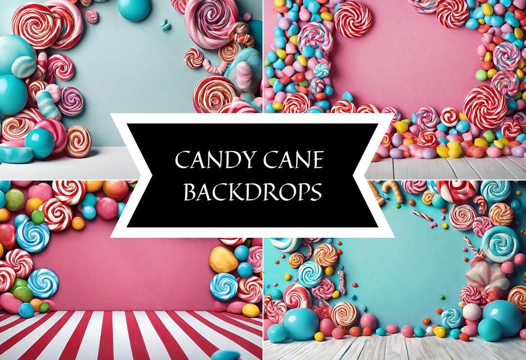 Candy Cane Wonderland Digital Backdrop Bundle Festive Holiday Backgrounds for Christmas Photos