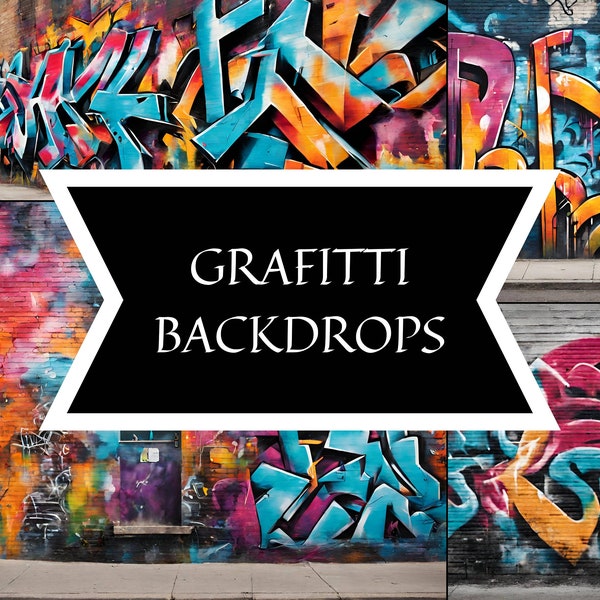 Urban Graffiti Backdrop Bundle: Street Art Spray Paint Backgrounds for Photography, Events, and Murals