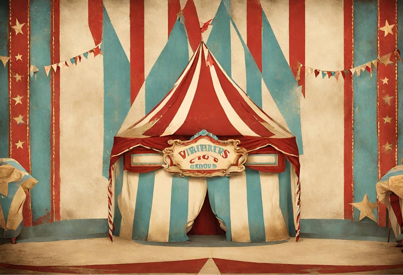 Vintage Circus Backdrop Bundle Digital Files for Carnival Party Decor