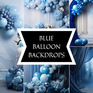 Blue Balloon Digital Backdrop Bundle - Party Decor and Celebration Backgrounds - Instant Download for Photography, Events, and DIY Projects