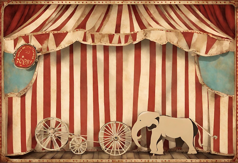 Vintage Circus Backdrop Bundle Digital Files for Carnival Party Decor