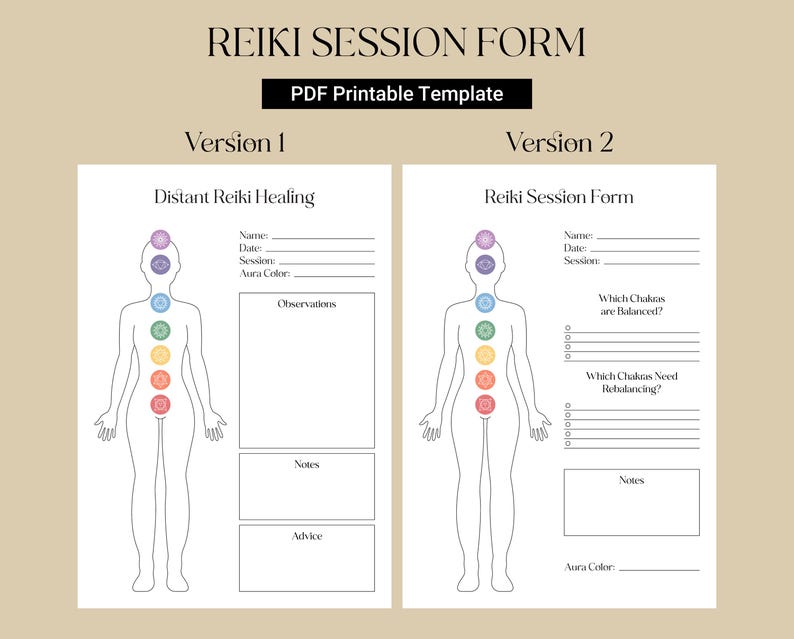 Chakra Clientform Chakra Healing Session Printable | Distance Reiki Chakra Balancing ...