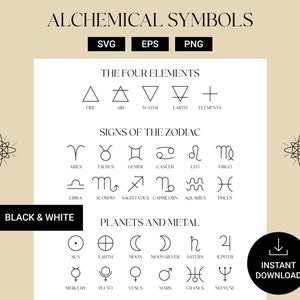 Alchemical Symbols | Astrology Zodiac Signs SVG | Zodiac Symbols | Horoscope bundle | Astrology Celestial Clipart | Logo elements PNG