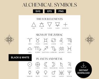 Alchemistische symbolen | Astrologie Zodiac Signs SVG | Dierenriemsymbolen | Horoscoopbundel | Astrologie hemelse clipart | Logo-elementen PNG