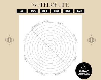 Wheel of Life PDF printable | Wheel of Life Template | Wheel of life coaching tool | Wheel of Life Tracker | Life Goals | Self Improvement