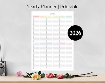 Jahr auf einen Blick, 2026 druckbarer Jahresplaner, Jahr auf einer Seite 2026, Jahresübersicht, Jährlicher Wandplaner