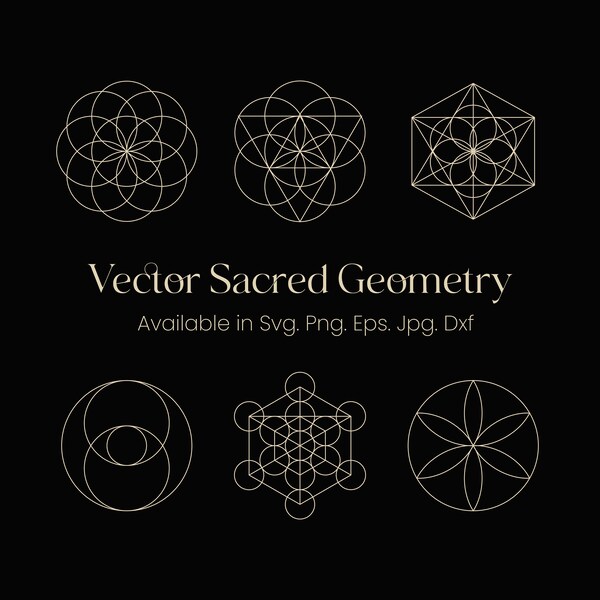 Vector sacred geometry illustration set. Sacred geometry SVG ideal for wall art, decal, cricut, print or shirt designs