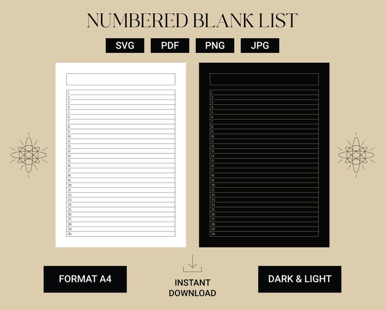Numbered Blank List 1 - 30| Simple List Template | Printable List ...