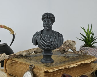 Escultura de busto de 17 cm de Marco Aurelio, filósofo estoico romano, emperador, estatua antigua, hecha a mano, decoración, decoración del hogar, regalos históricos