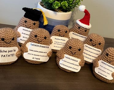 Chat Au Crochet Porte-Bonheur Positif – Cadeau Réconfort Encouragement – Prompt Rétablissement, Examen, Opération