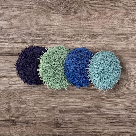 Éponge à vaisselle doublées au crochet, scrubbies réutilisable zéro déchet, tawashi en polyestère durable, accessoire de cuisine écologique.
