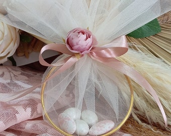 White gold favors 20 pieces. Wedding souvenir. Floral Greek bomboniere koufeta . Baptism guests gift. Elegant giveaway