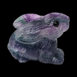 Rainbow Fluorite Rabbit 1.88 inch - Hand Carved Gemstone Sculpture
