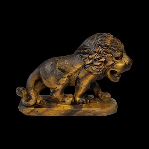 Leone occhio di tigre 2,66 pollici - Scultura in pietra preziosa intagliata a mano