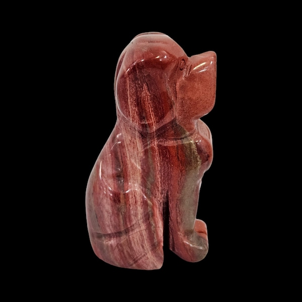 Red Jasper Dog 2 inch - Hand Carved Gemstone Sculpture