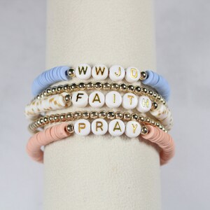 Gold Bead Personalized Christian Bracelet | Customizable Bracelet Set | Bracelet Stack