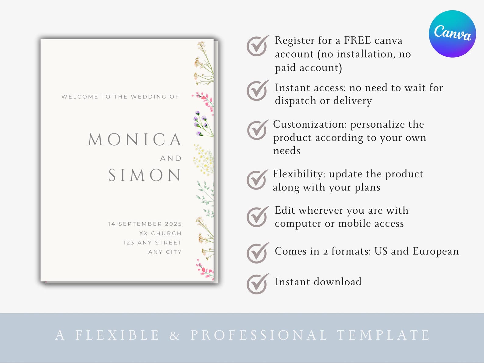 Wedding Program Wildflowers, Ceremony Program, Garden Wedding, Floral ...