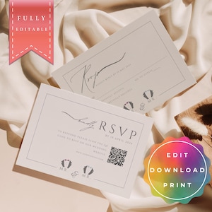 RSVP LGBTQ+ Wedding, QR Code, Same Sex Wedding, Gay Wedding, Tuxedo, Pride, editable and printable Template, Instant Download