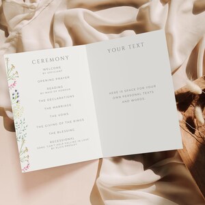 Wedding Program Wildflowers, Ceremony Program, Garden Wedding, Floral ...