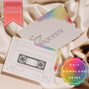 Song Request LGBTQ+ Wedding, Same Sex Wedding, Gay Wedding, Rainbow, Pride, editable and printable Template, Instant Download