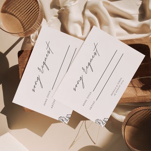 Song Request Card, Minimalist Wedding, DIY Wedding, editable and printable Template, instant Download