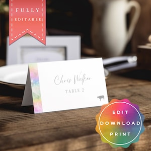 Place Cards LGBTQ+ Wedding, Meal Choice, Same Sex Wedding, Gay Wedding, Rainbow, Pride, editable and printable Template, Instant Download