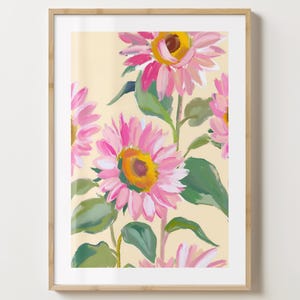 Pink Sunflower Print - Stylish Sunflowers Flower Poster - Trendy Florals - Gloss or Matte - A5,A4,A3 or Digital Download