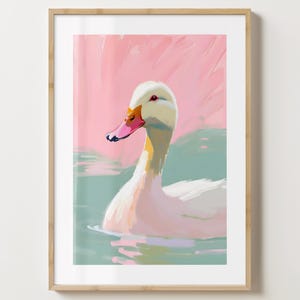 ピンクとブルーのアヒルのウォールアートプリント - かわいいアヒルのポスター - カラフルなアートプリント - ユニークなギフトアイデア - 光沢またはマット - A5、A4、A3 またはデジタルダウンロード