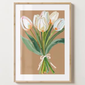 Braun Weiße Tulpen Wand Kunst Druck - Tulpe Poster - Blumen Kunstdruck - Einzigartige Geschenkidee - Matt oder Matt - A5,A4,A3 oder digitaler Download