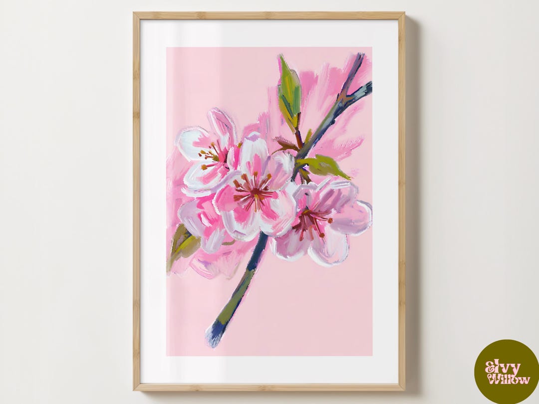 Pink Cherry Blossom Branch Print - Stylish Flower Poster - Trendy ...