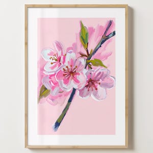 Rosa Kirschblütenzweig Druck - Stilvolles Blumen Poster - Trendige Blumen - Barwagen Druck - glänzend oder matt - A5,A4,A3 oder digitaler Download