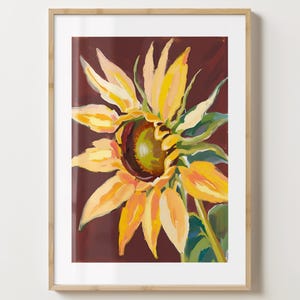 Brauner Sonnenblumen Kopf Druck - Stilvolles Blumen Poster - Trendige Blumen - Barwagen Druck - Maximalist Prints - Sonnenblumen Druck A5, A4, A3, A2